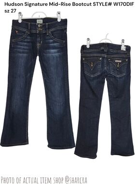 Hudson Jeans Women's Signature Mid-Rise Bootcut "Escape" Dark wash W170DIF sz 27